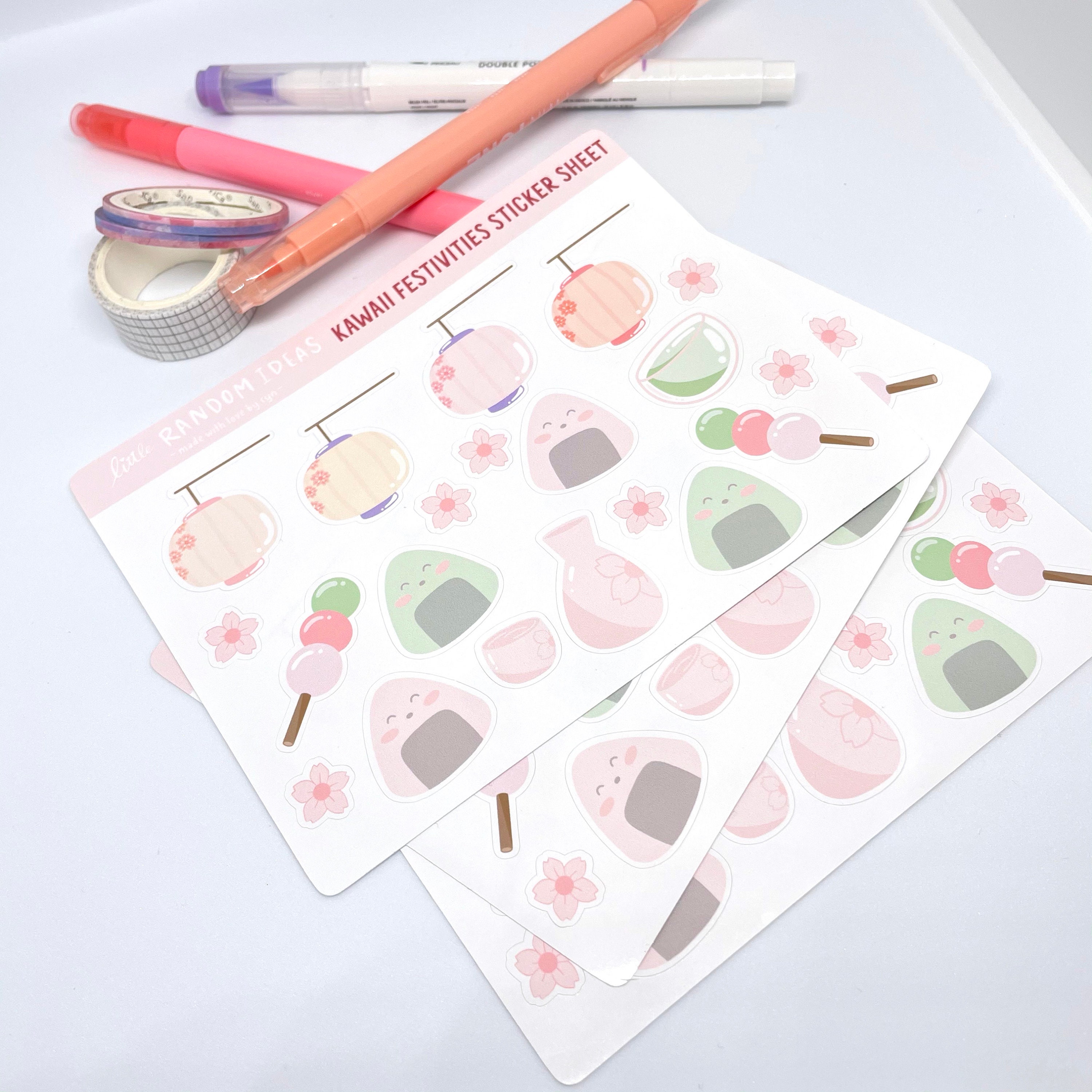 Kawaii Festivities Glossy Sticker Sheet - Bullet Journal - Planner ...