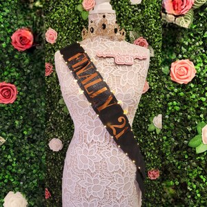 FINALLY 21 Light Up Birthday Sash – Black Sash with Rose Gold Foil, Light Up 21st celebration LED Party Accessory