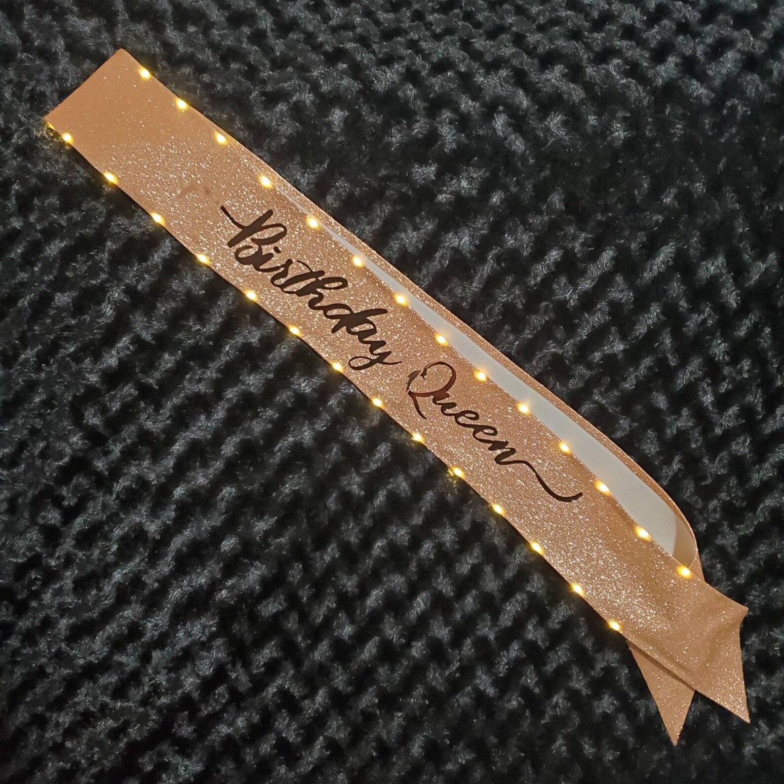 Light Up Birthday Queen Sash Glitter Rose Gold Etsy