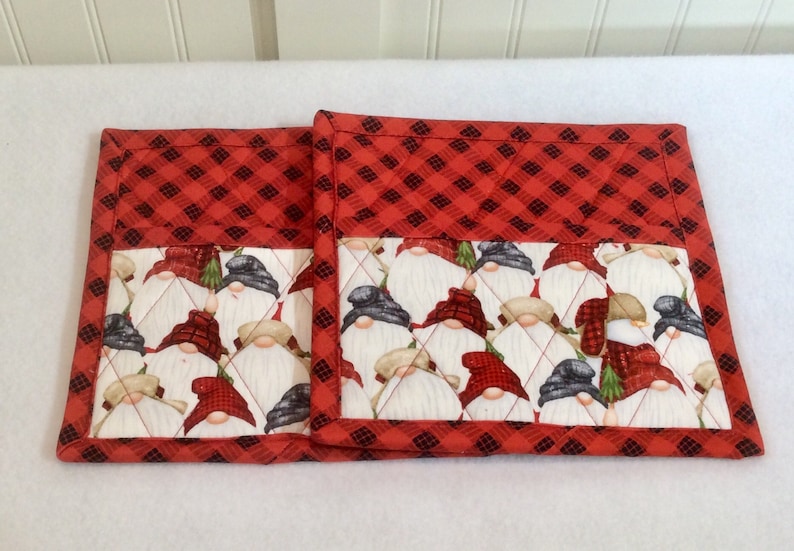 Gnome Potholders Christmas Potholders Christmas Oven Mitts Etsy