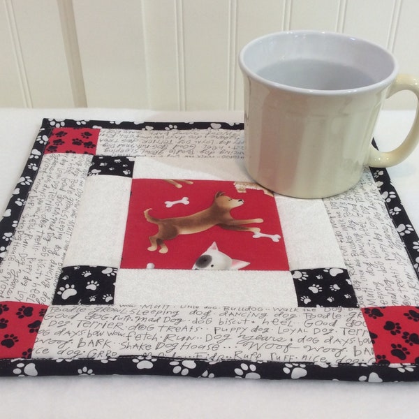 Dog Mug Rug, Dog Placemat, Dog Coaster, Love My Dog, Dog Table Topper, TV Mug Rug, TV  Snack Mat, Coaster, Quiltsy Handmade