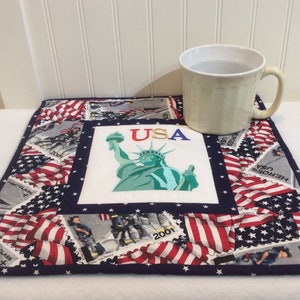 Patriotic Table Topper, 911 Trivet, Fourth of July, America, Statue of Liberty, Fourth of July Table Topper, American Placemat, Independence