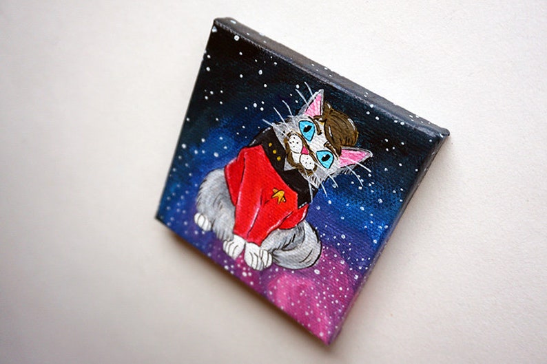 Riker Gray Cat Acrylic Painting by Amber Maki Commander William T