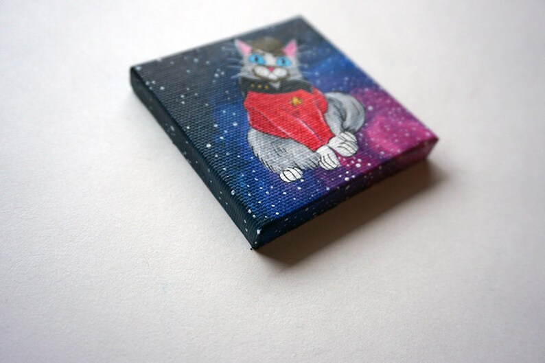 Riker Gray Cat Acrylic Painting by Amber Maki Commander William T