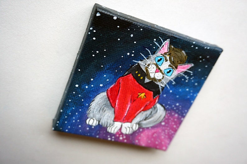 Riker Gray Cat Acrylic Painting by Amber Maki Commander William T