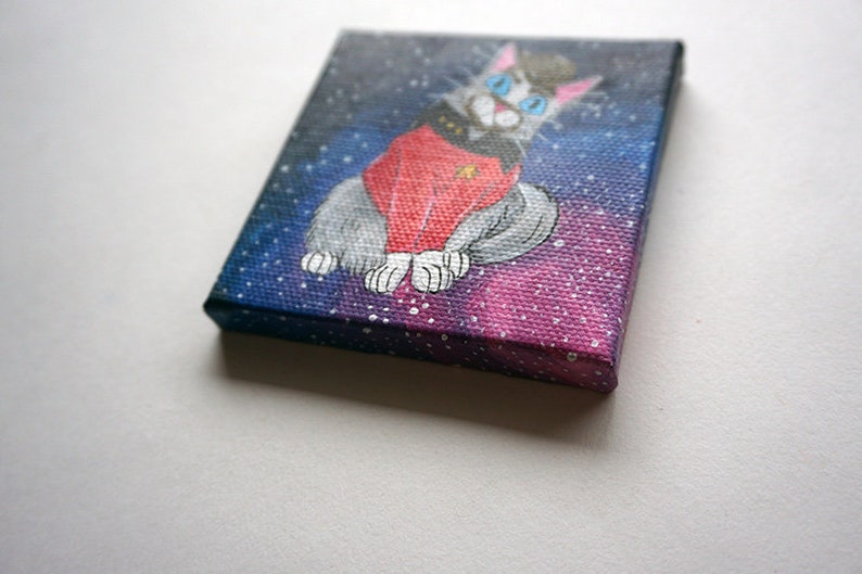 Riker Gray Cat Acrylic Painting by Amber Maki Commander William T