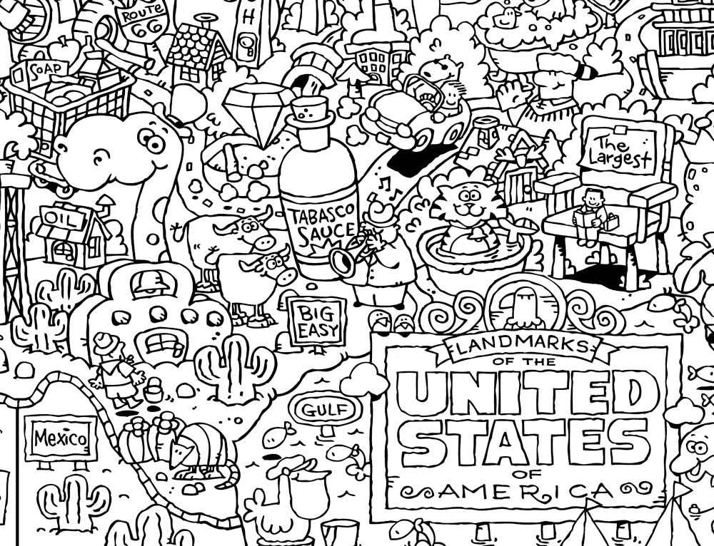 Logo U.S. Landmarks Adult Coloring Books