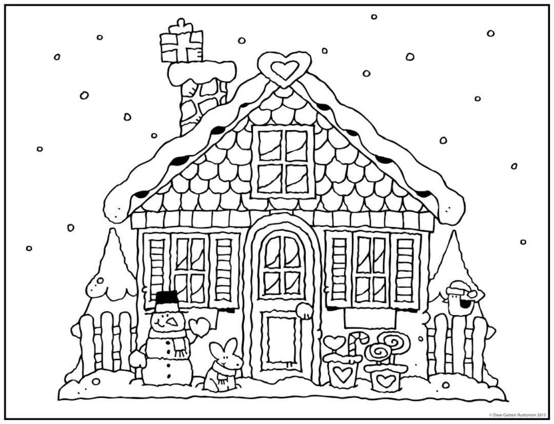 GINGERBREAD HOUSE COLORING Christmas Download - Etsy