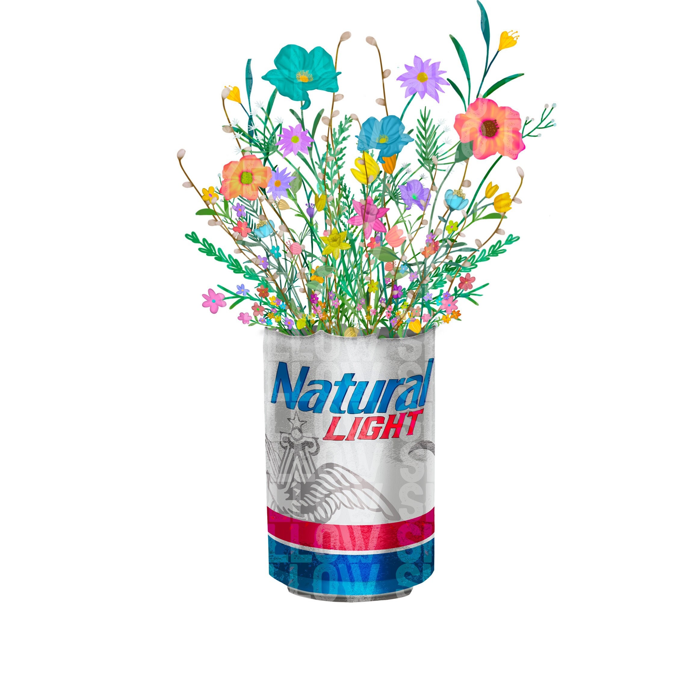 Natural Light Wildflower Can of Flowers PNG, Digital Graphic or Sublimation Transfer 300 Dpi