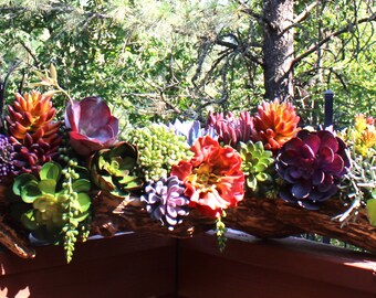 Extra Large Faux Driftwood Succulent Centerpiece, Mantel Decor