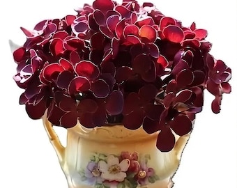 Vintage 1940s Austrian Sugar Bowl with Burgundy Wine Silk Hydrangeas