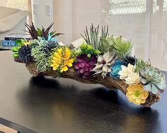 Driftwood and Succulents Centerpiece - Choose Your Size and Colors