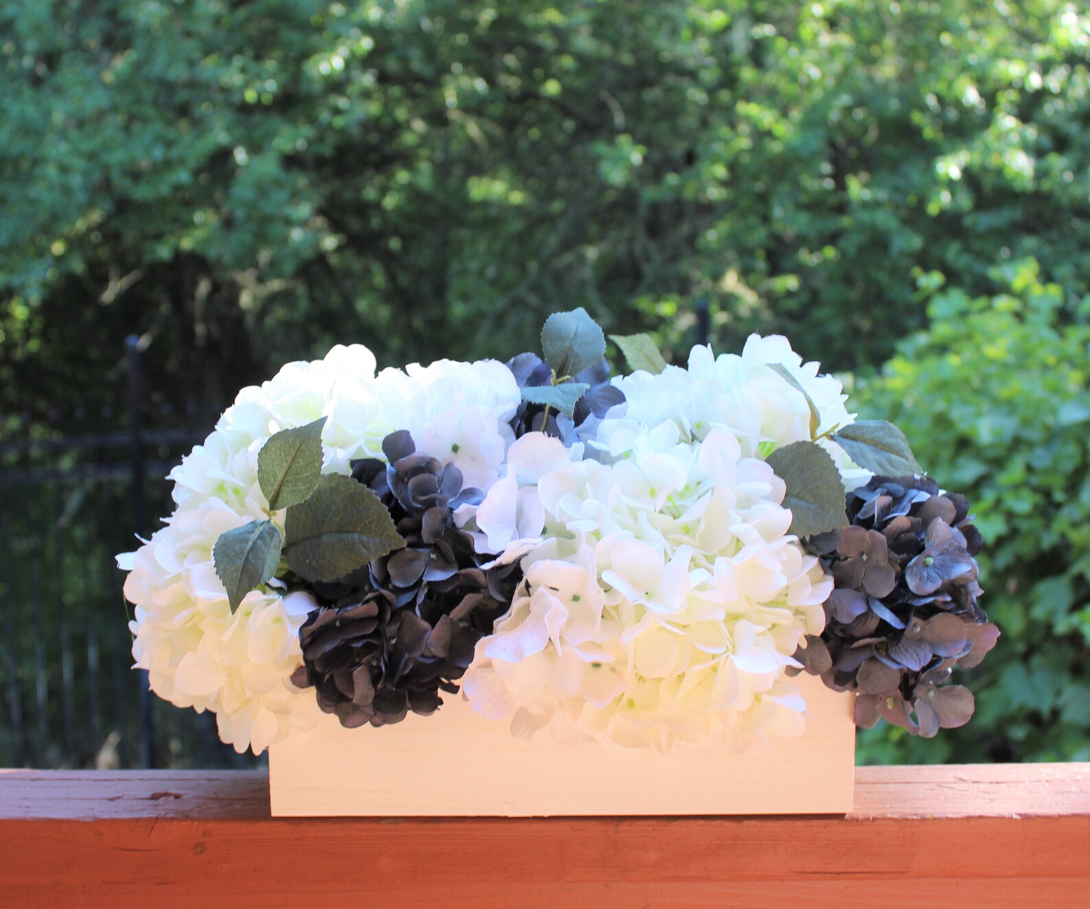 Navy Blue and White Hydrangea Arrangement in a Rectangle White - Etsy