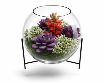 Faux Succulent Garden in a Glass Terrarium