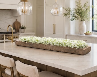 White Snowball Hydrangea Centerpiece - Mantel Decor in a 38" Long Sugar Mold