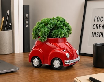 Volkswagen Beetle with Sedum Succulents (Choose Color)