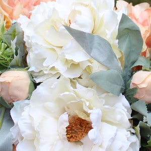 20&quot; Long Hydrangeas and Peonies Floral Arrangement with Green Eucalyptus