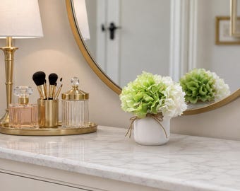 Green Hydrangea Bloom in an Elite Pint Ball Mason Jar in Distressed White