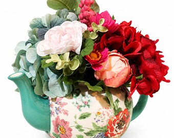 Pioneer Woman Country Garden Teapot Floral Arrangement