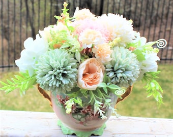 Floral Bouquet in a Vintage Harivald France Sugar Bowl