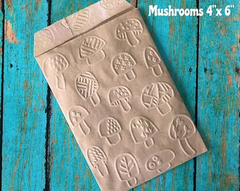 Mushroom Embossed Party Treat Bags | Party Favor |  Gift Bags | Woodland Baby Shower | Birthday | Mushrooms | Lunchbox | Nature |  Picnic
