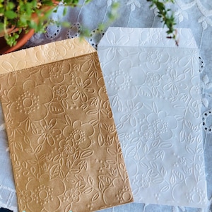 Wildflower Party Favor Bag | Embossed Glassine Paper | Treat Gift Bags | Candy Buffet | Wedding Party | Bridal | Anniversary | Baby Shower