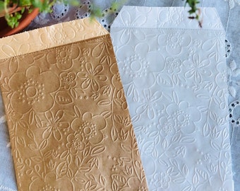 Wildflower Party Favor Bag | Embossed Glassine Paper | Treat Gift Bags | Candy Buffet | Wedding Party | Bridal | Anniversary | Baby Shower