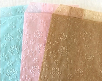 Paw Print Embossed Glassine Bags - Dog Paw - Cat Paw - Dog Themed Birthday Party - Treat Bags for Pets - Party Favor Gift Bags - Animal