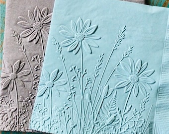 Countryside Wildflowers Napkin ~ Embossed Paper Napkins ~ Garden Party ~ Picnic ~ Birthday ~ Wedding ~ Bridal Shower ~ Beverage ~ Cake