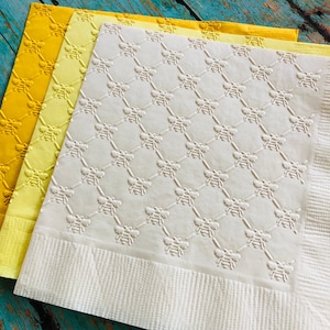 Bumblebee Napkin ~ Embossed Paper Napkins - Outdoor Garden Party ~ Birthday ~ Wedding ~ Bridal Shower ~ Bees ~ Luncheon ~ Beverage ~ Cake