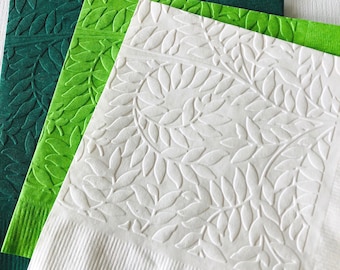 Botanical Vine Leaf Napkin ~ Embossed Paper Napkins ~ Garden Party ~ Birthday ~ Wedding ~ Bridal ~ Baby Shower ~ Cocktail ~ Luncheon