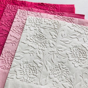 Floral Peony Napkin ~ Embossed Paper Napkins ~ Garden Party ~ Picnic ~ Birthday ~ Wedding ~ Bridal Shower ~ Luncheon ~ Beverage ~ Cake