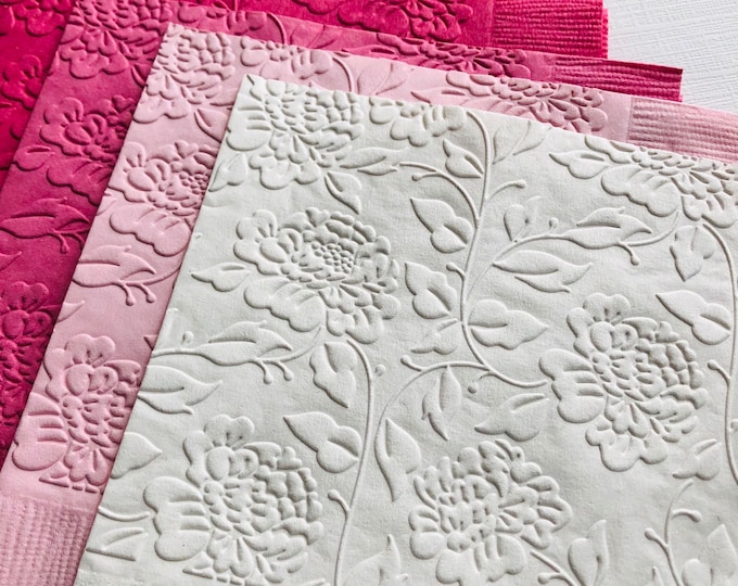 Floral Peony Napkin Embossed Paper Napkins Garden Party Picnic Birthday ...