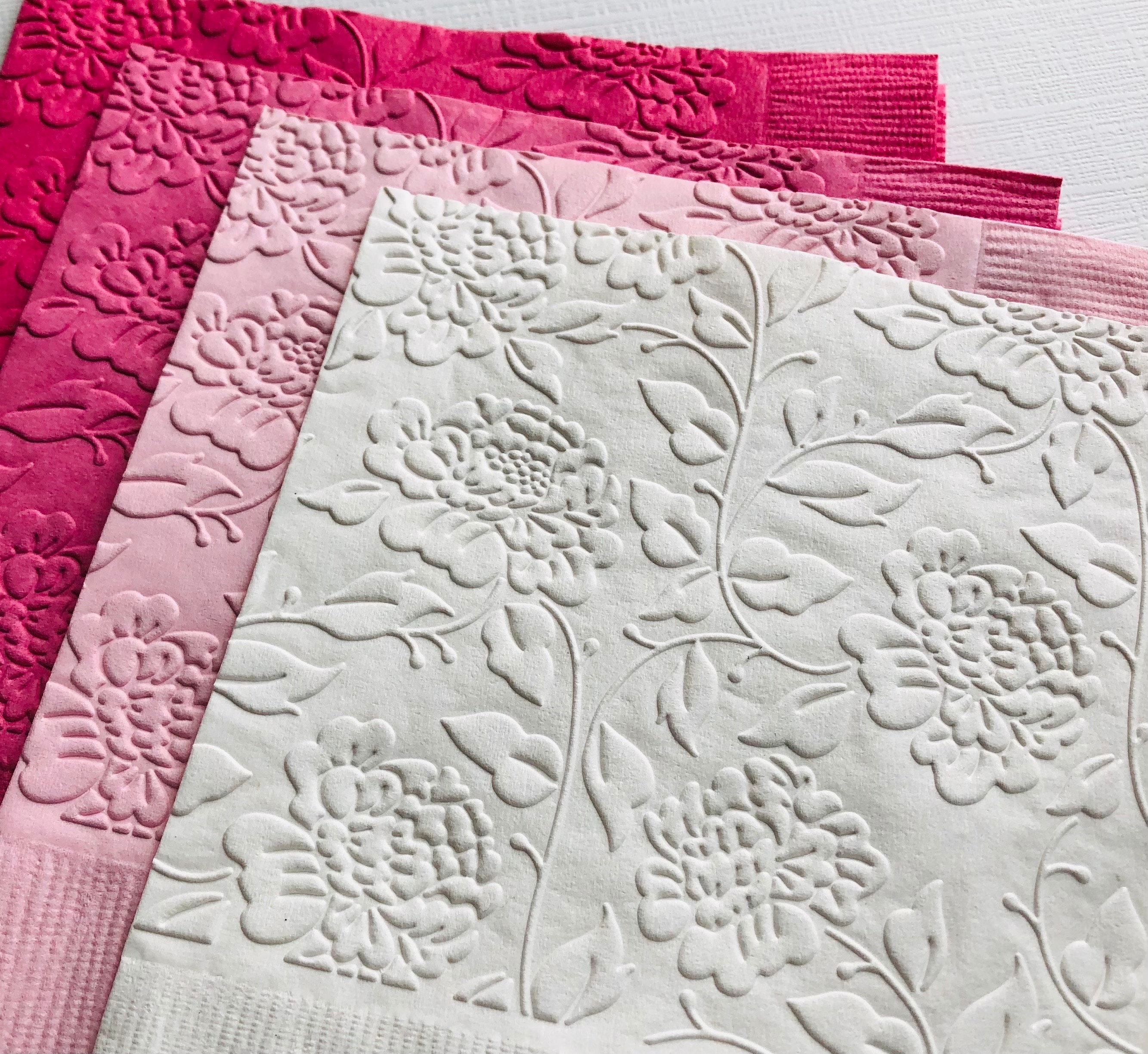 Floral Peony Napkin ~ Embossed Paper Napkins ~ Garden Party ~ Picnic ~ Birthday ~ Wedding ~ Bridal Shower ~ Luncheon ~ Beverage ~ Cake ~ Bar