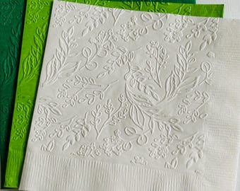 Botanical Floral Leaf Napkin ~ Embossed Paper Napkins ~ Garden Party ~ Birthday Party ~ Wedding ~ Bridal Shower ~ Baby ~ Beverage ~ Cocktail