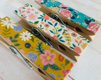 Wildflower Chunky Decorative Clothespin ~ Snack Chip Clip ~ Photo Display Holder ~ Party Favor ~ Teacher ~ Birthday ~ Shower ~ Mom Gift