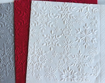 Snowflake Napkin ~ Embossed Paper Napkins ~ Winter Wedding ~ Birthday Party ~ Frozen ~ Snowball ~ Beverage ~ Dessert ~ Cocktail ~ Cake
