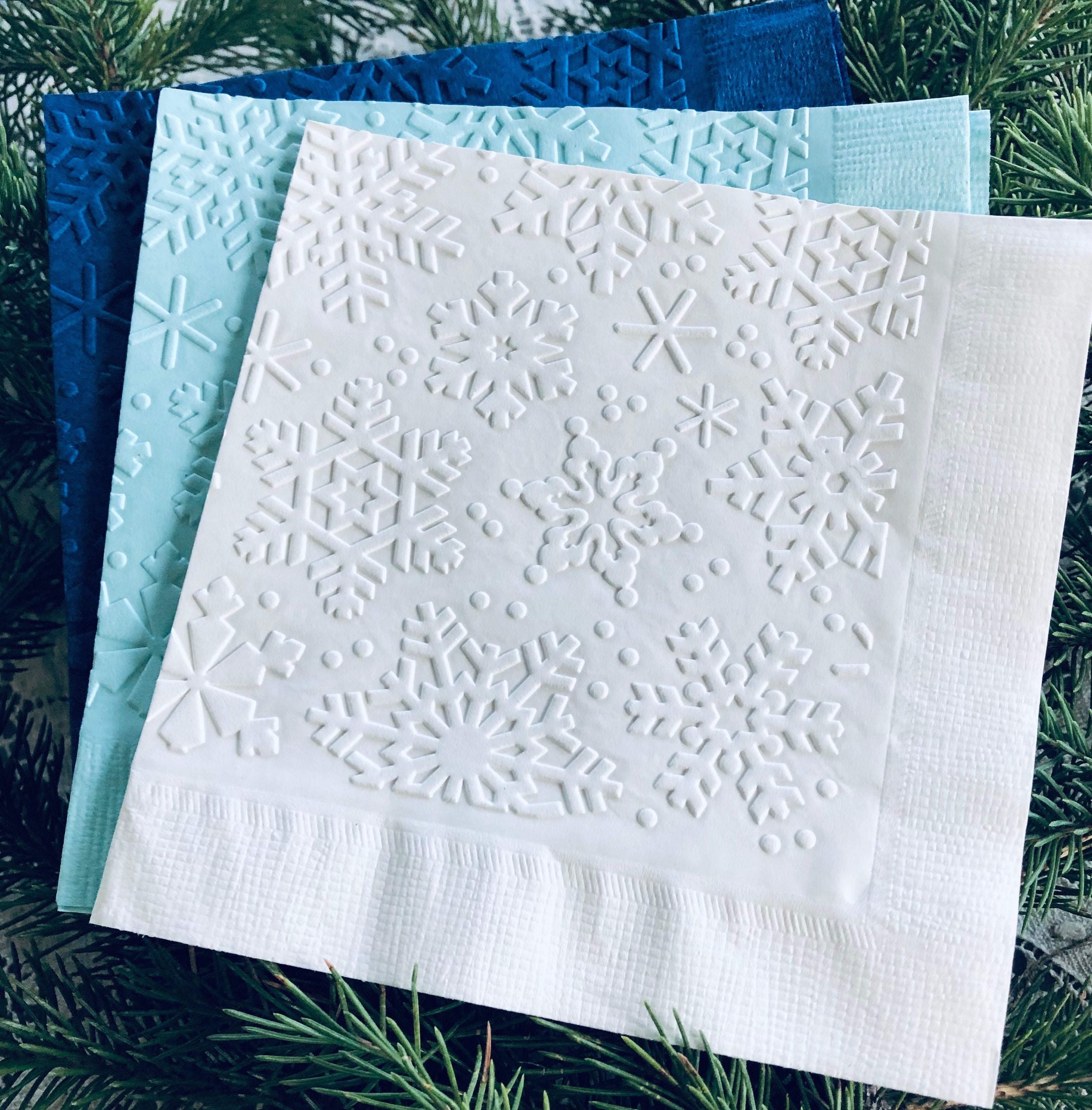 Snowflake Napkin Embossed Paper Napkins Winter Wedding Birthday Party Luncheon Beverage Dessert Cocktail Cake Appetizer