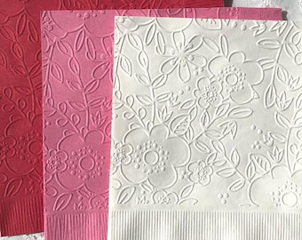 Wildflower Garden Napkins ~ Embossed Paper Napkin ~ Floral Party Decor ~ Wedding ~ Birthday ~ Shower ~ Anniversary ~ Beverage ~ Cake ~ Bar
