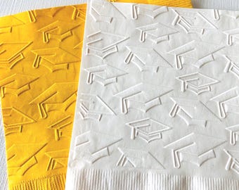Graduation Cap Napkin ~ Embossed Paper Napkins ~ 3-Ply Celebration Napkins ~ Commencement ~ School Party ~ Beverage ~ Cake ~ Appetizer