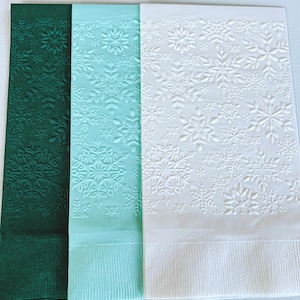 Snowflake Napkin ~ Embossed Paper Napkins ~ Winter Wedding ~ Outdoor Party ~ Birthday ~ Snowball ~ Frozen ~ Buffet ~ Guest Towel ~ Dinner image 1