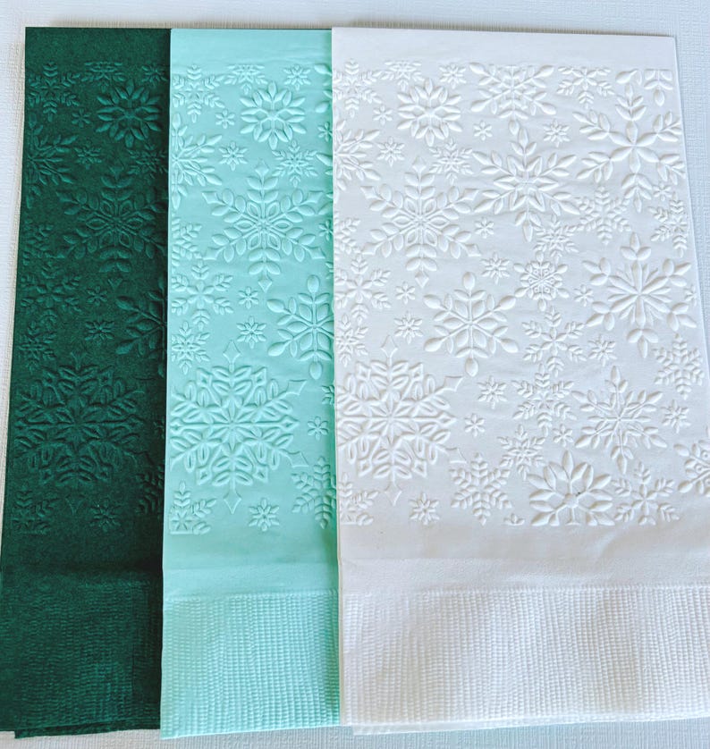 Snowflake Napkin ~ Embossed Paper Napkins ~ Winter Wedding ~ Outdoor Party ~ Birthday ~ Snowball ~ Frozen ~ Buffet ~ Guest Towel ~ Dinner image 1