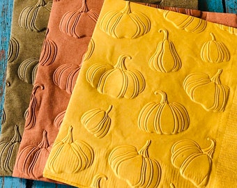 Pumpkin Patch Napkin ~ Embossed Paper Napkins ~ Garden Party ~ Birthday ~ Wedding ~ Anniversary ~ Fall ~ Autumn ~ Beverage ~ Cocktail ~ Cake