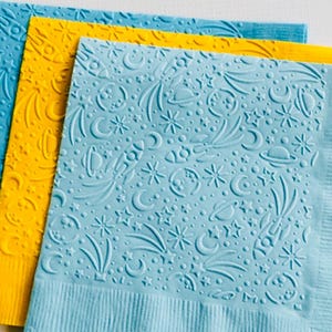 Rocket Ship Napkin ~ Embossed  Paper Napkins ~ Outer Space Party Decor ~ Birthday ~ Galaxy~ Sun ~ World ~ Moon ~ Luncheon ~ Beverage