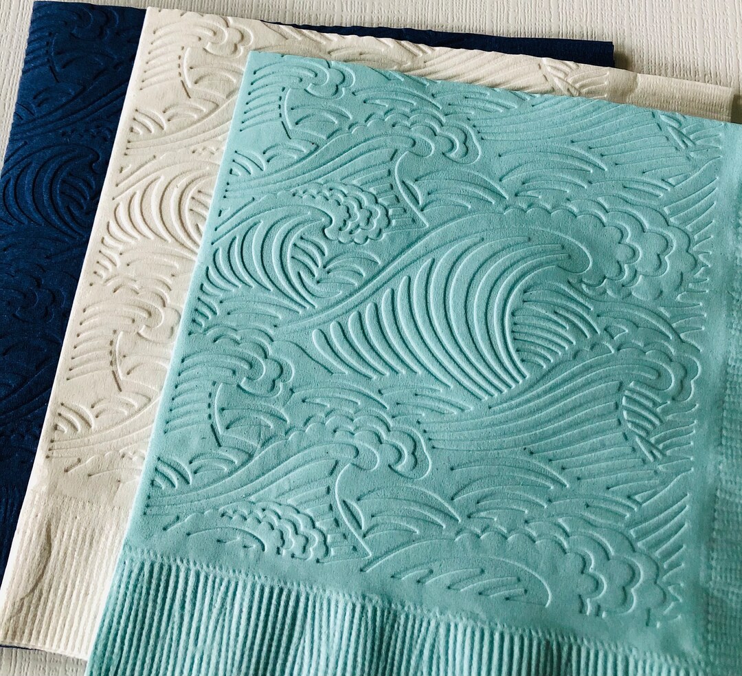 Wave Napkin Embossed Paper Napkins Beach Waves Tidal Wave Surfing