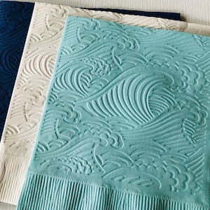 Wave Napkin - Embossed Paper Napkins - Beach Waves - Tidal Wave - Surfing - Summer - Wedding - Tropical - Ocean - Beverage - Cocktail - Cake