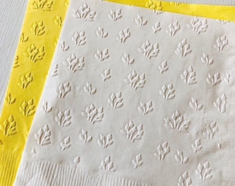 Dainty Botanical Floral Napkin ~ Embossed Paper Napkins ~ Garden Party ~ Picnic ~ Birthday ~ Wedding ~ Shower - Beverage ~ Cocktail