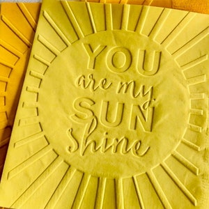 Sunshine Napkin ~ Embossed Paper Napkins  ~ Wedding ~ Birthday Party ~ Baby Shower ~ Sunshine ~ Sun ~ Summer ~ Picnic ~ Beverage ~ Cake