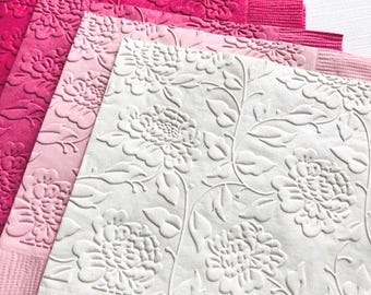 Floral Peony Napkin ~ Embossed Paper Napkin ~ Garden Party ~ Picnic ~ Birthday ~ Wedding ~ Bridal Shower ~ Luncheon ~ Beverage ~ Cake ~ Bar