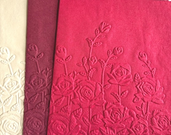Rose Garden Napkin ~ Embossed Paper Napkins ~ Elegant Wedding Party Decor ~ Bridal Shower ~ Anniversary ~ Beverage ~ Cocktail ~ Cake